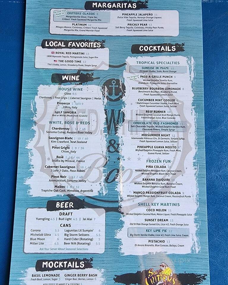 Sea Critters Cafe - St Pete Beach, FL menu_pic