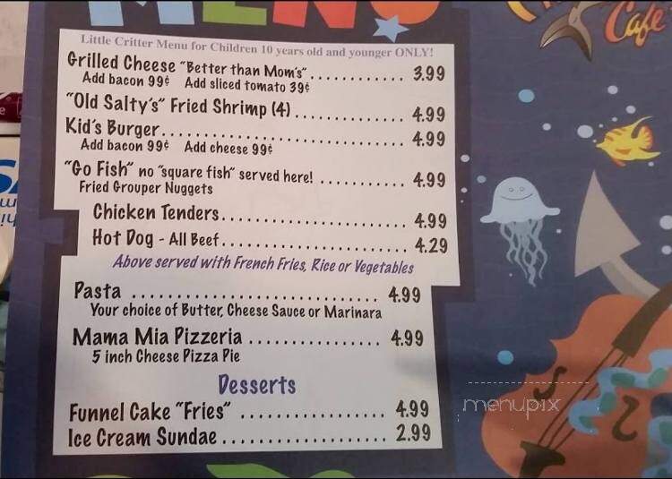 Sea Critters Cafe - St Pete Beach, FL menu_pic