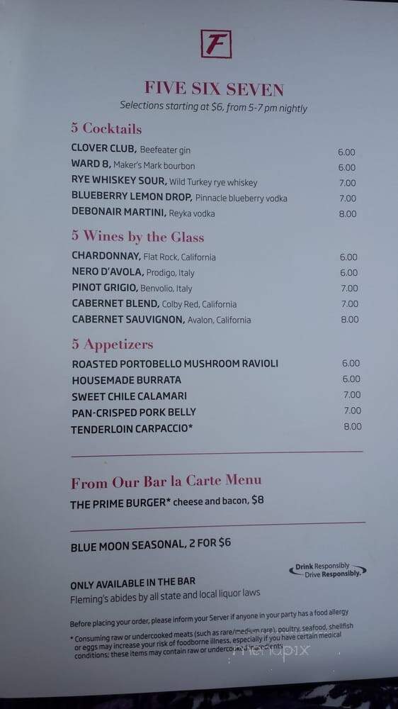 Fleming's Prime Steakhouse - Livonia, MI menu_pic