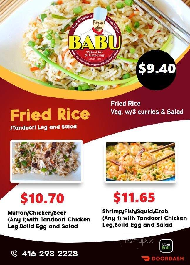 Babu - Markham, ON menu_pic