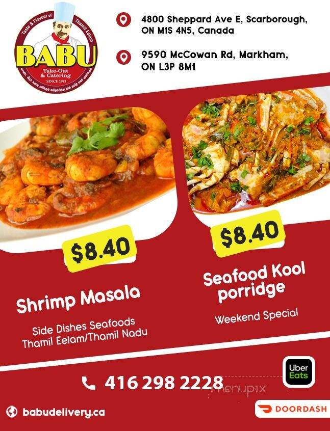 Babu - Markham, ON menu_pic