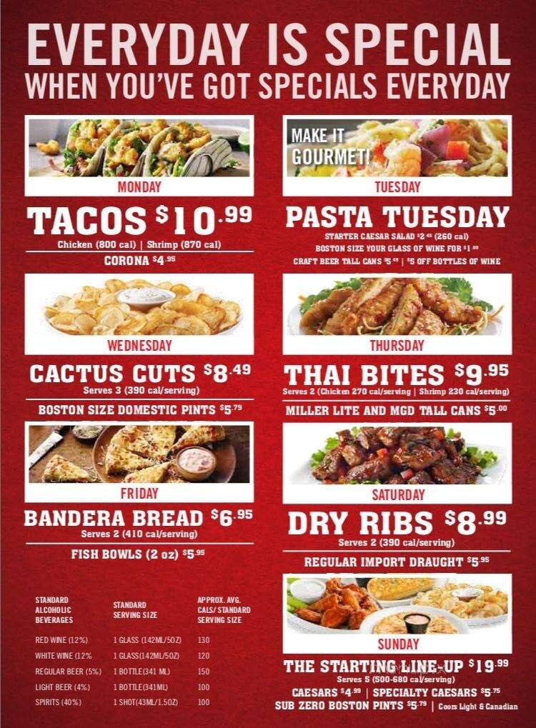 Boston Pizza - Sarnia, ON menu_pic