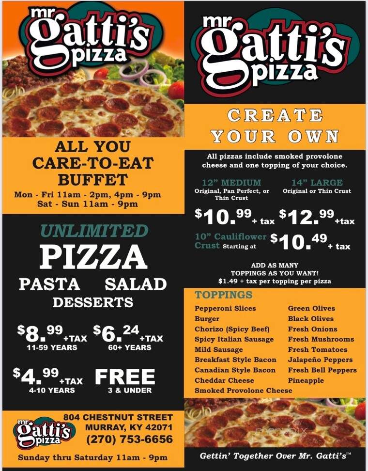 Mr Gatti's Pizza - Murray, KY menu_pic