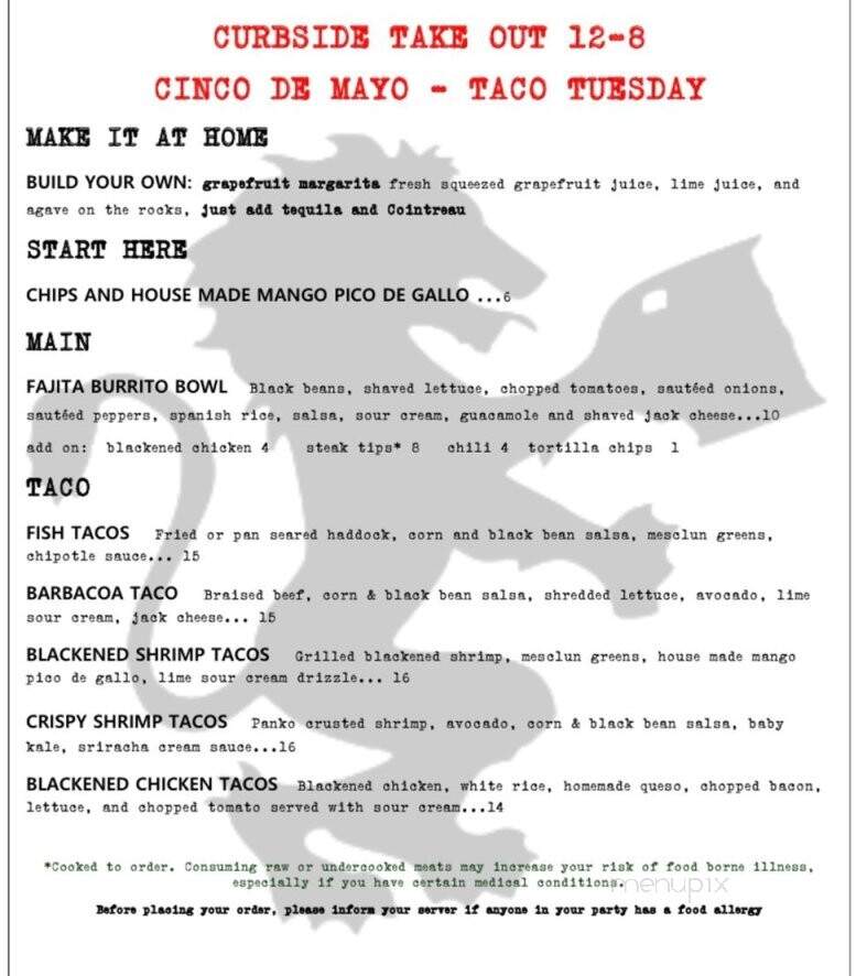 Paddy's Public House - Newton, MA menu_pic