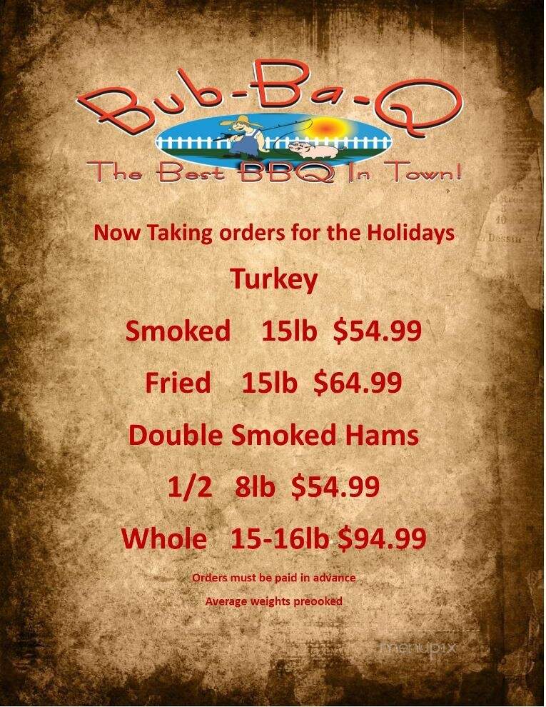 Bub-Ba-Q - Jasper, GA menu_pic