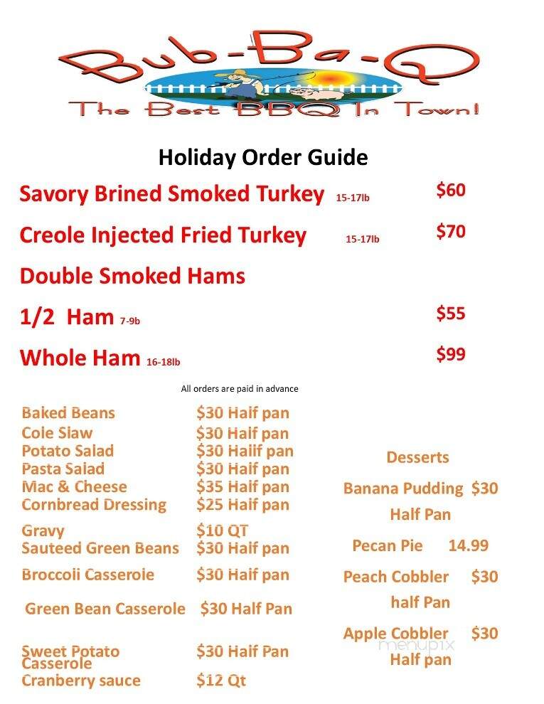 Bub-Ba-Q - Jasper, GA menu_pic