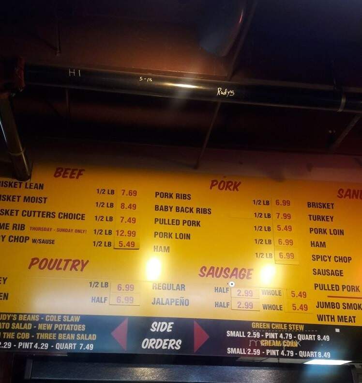 Rudy's Country Store & Bar-B-Q - Albuquerque, NM menu_pic