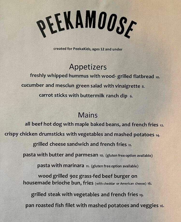 Peekamoose Restaurant & Tap Room - Big Indian, NY menu_pic