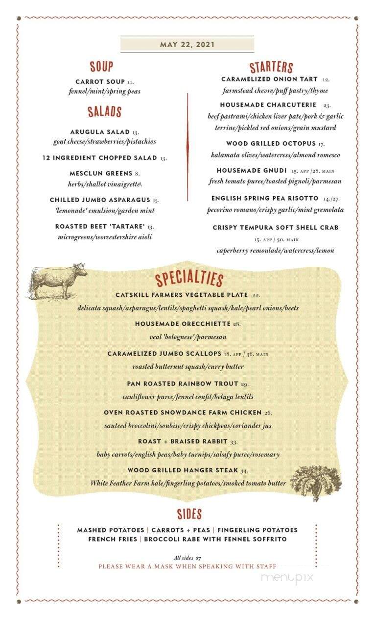 Peekamoose Restaurant & Tap Room - Big Indian, NY menu_pic