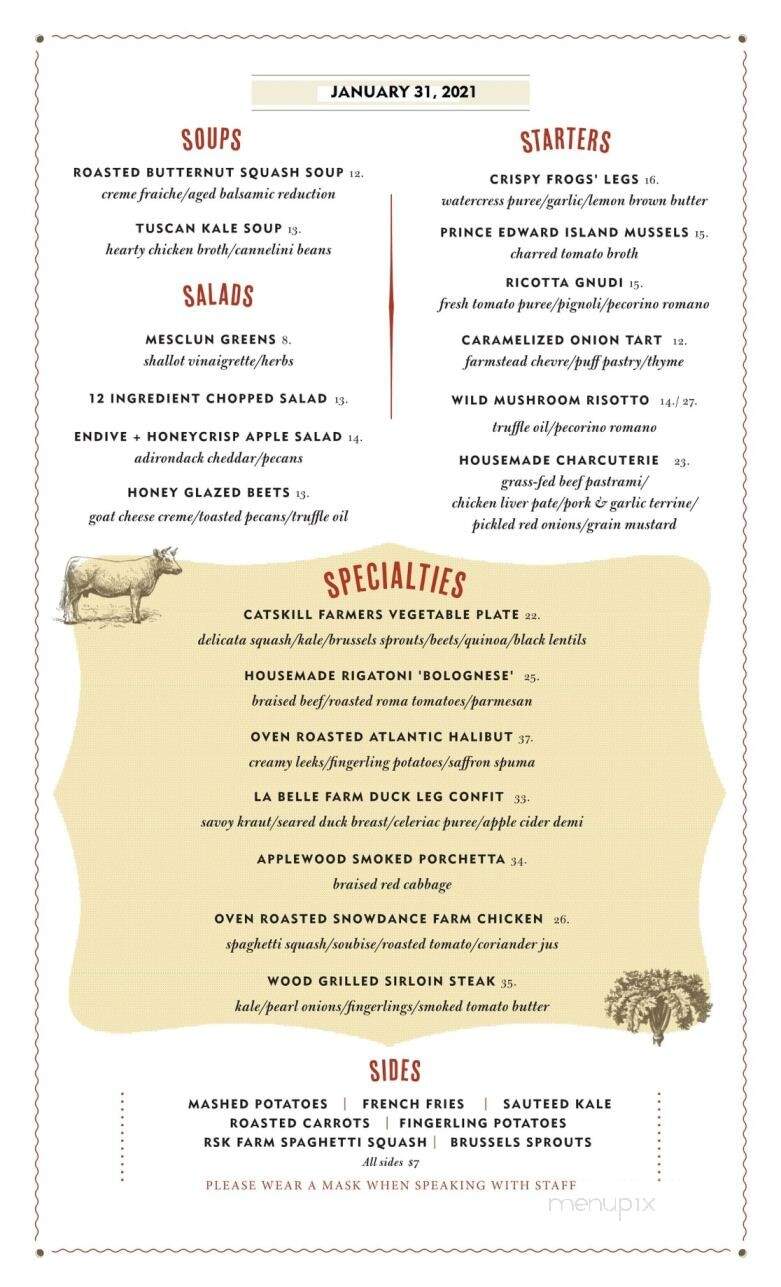 Peekamoose Restaurant & Tap Room - Big Indian, NY menu_pic