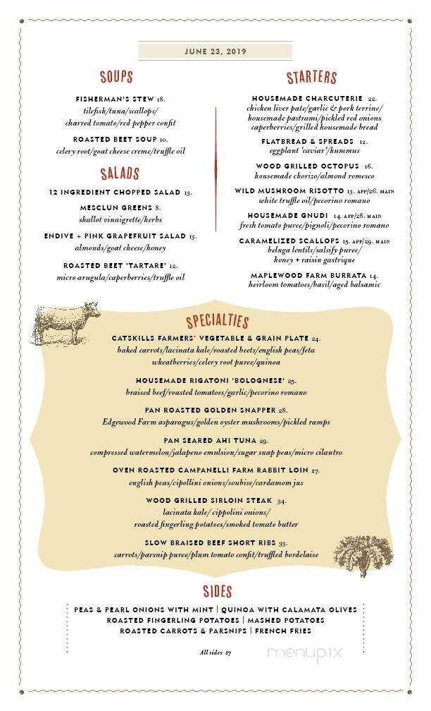 Peekamoose Restaurant & Tap Room - Big Indian, NY menu_pic