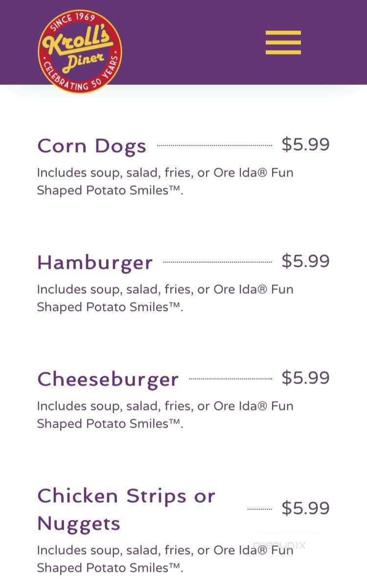 Kroll's Diner - Minot, ND menu_pic