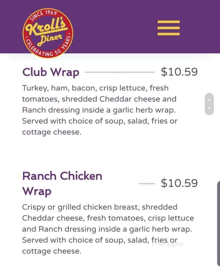 Kroll's Diner - Minot, ND menu_pic