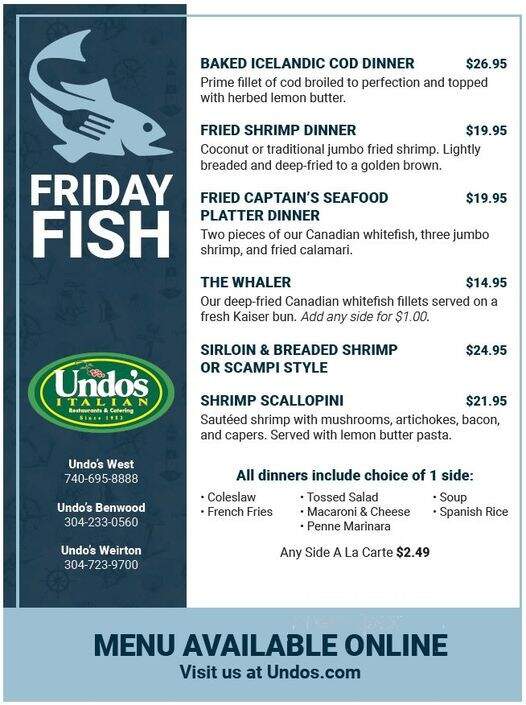 Undo's Famiglia Ristorante - Benwood, WV menu_pic