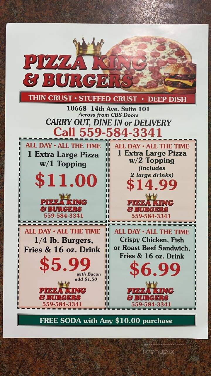 Pizza King - Armona, CA menu_pic