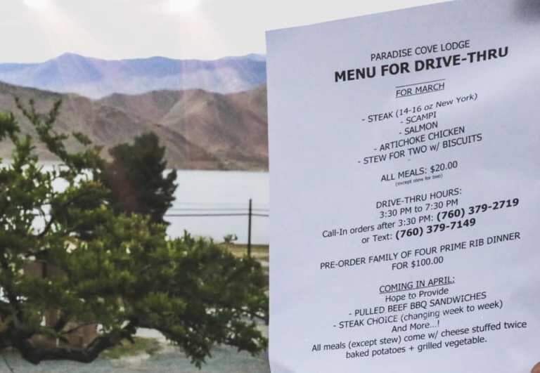 Paradise Cove Lodge - Lake Isabella, CA menu_pic