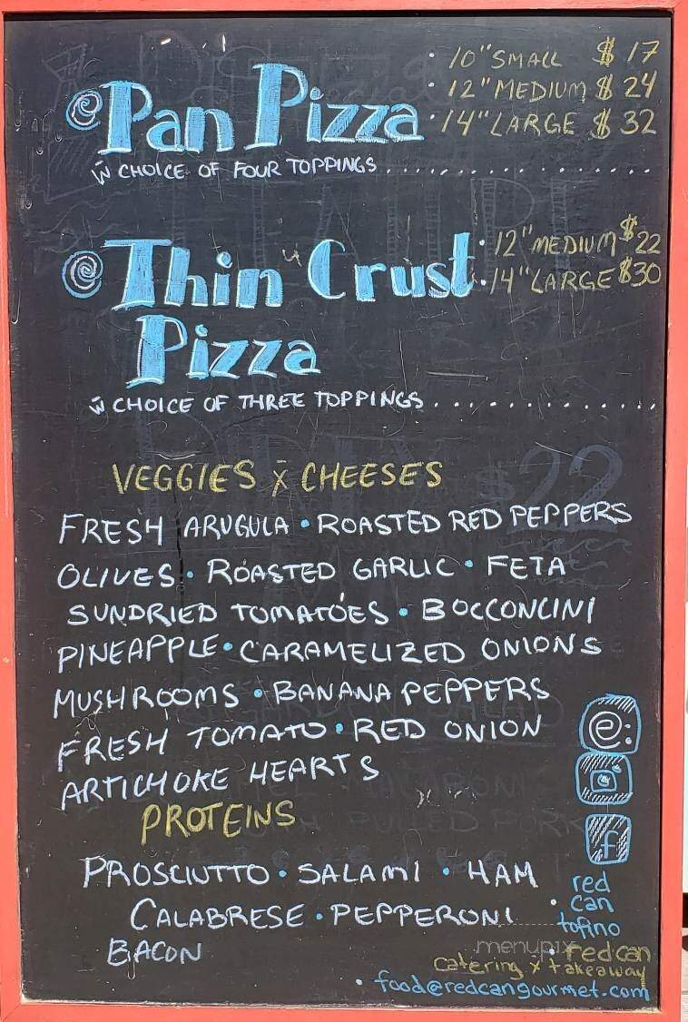 Red Can Gourmet - Tofino, BC menu_pic