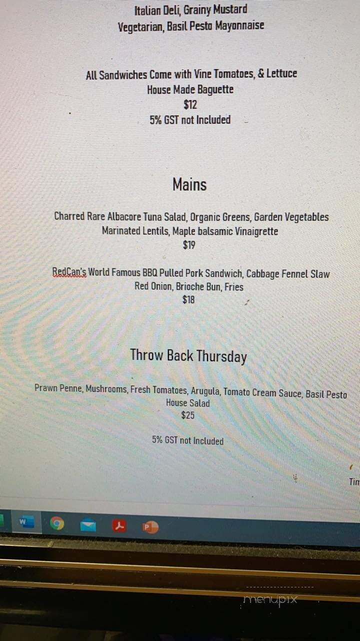 Red Can Gourmet - Tofino, BC menu_pic