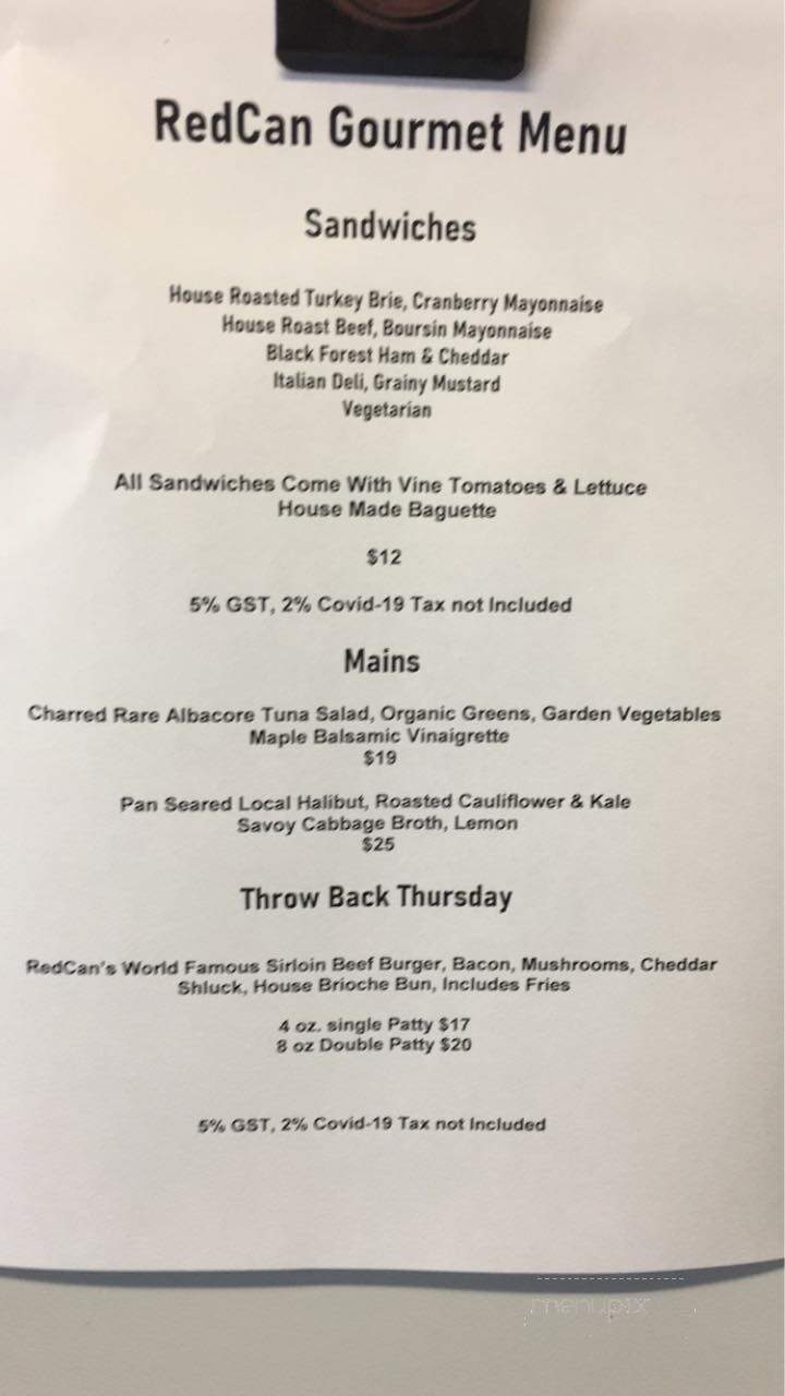 Red Can Gourmet - Tofino, BC menu_pic