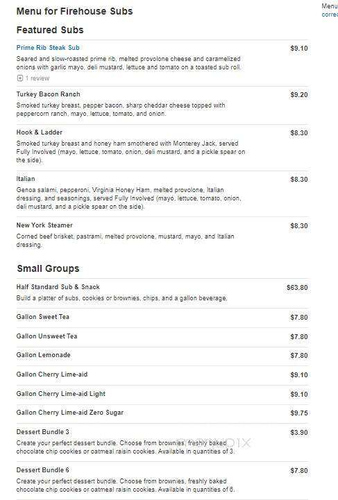 Firehouse Subs - Forest, VA menu_pic