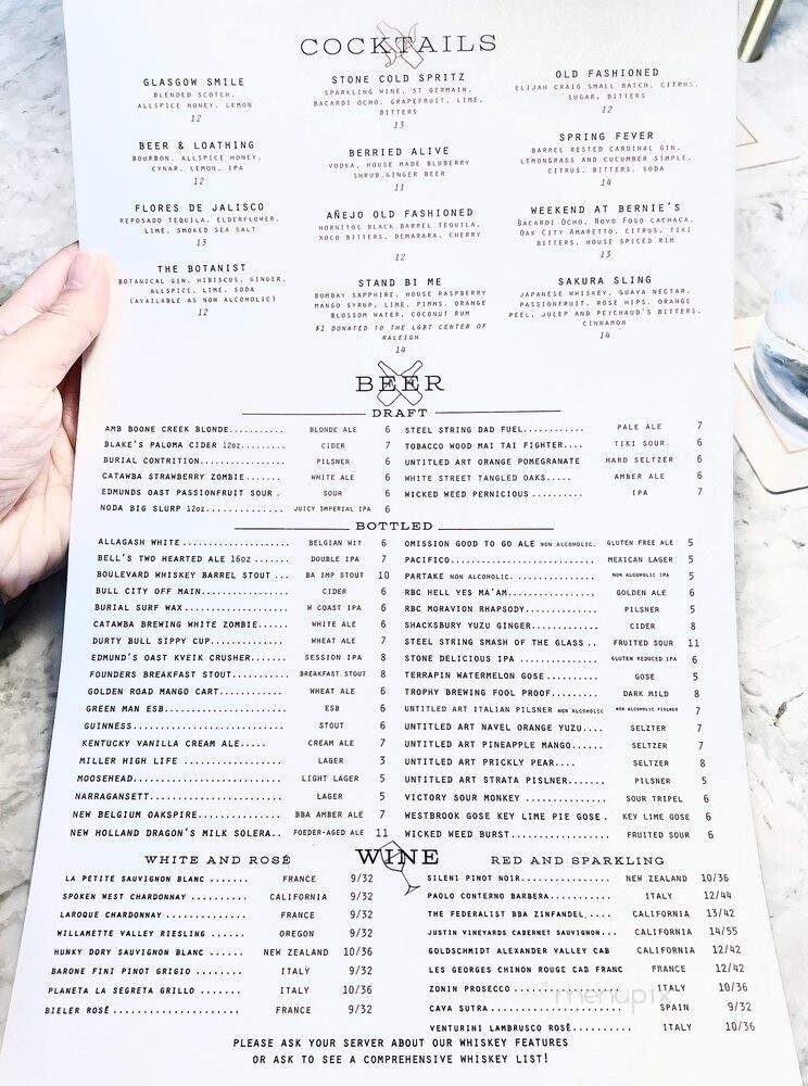 Whiskey Kitchen - Raleigh, NC menu_pic