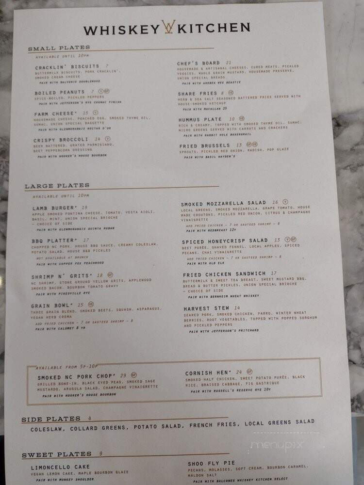 Whiskey Kitchen - Raleigh, NC menu_pic