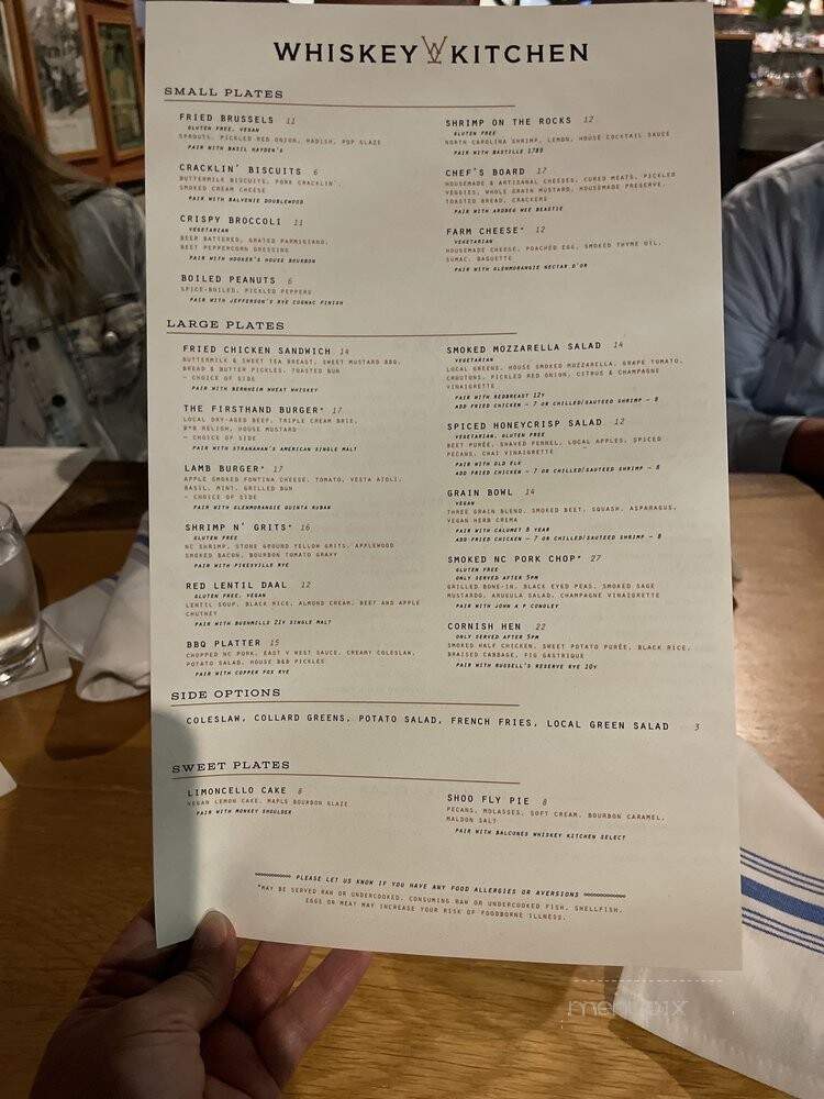 Whiskey Kitchen - Raleigh, NC menu_pic