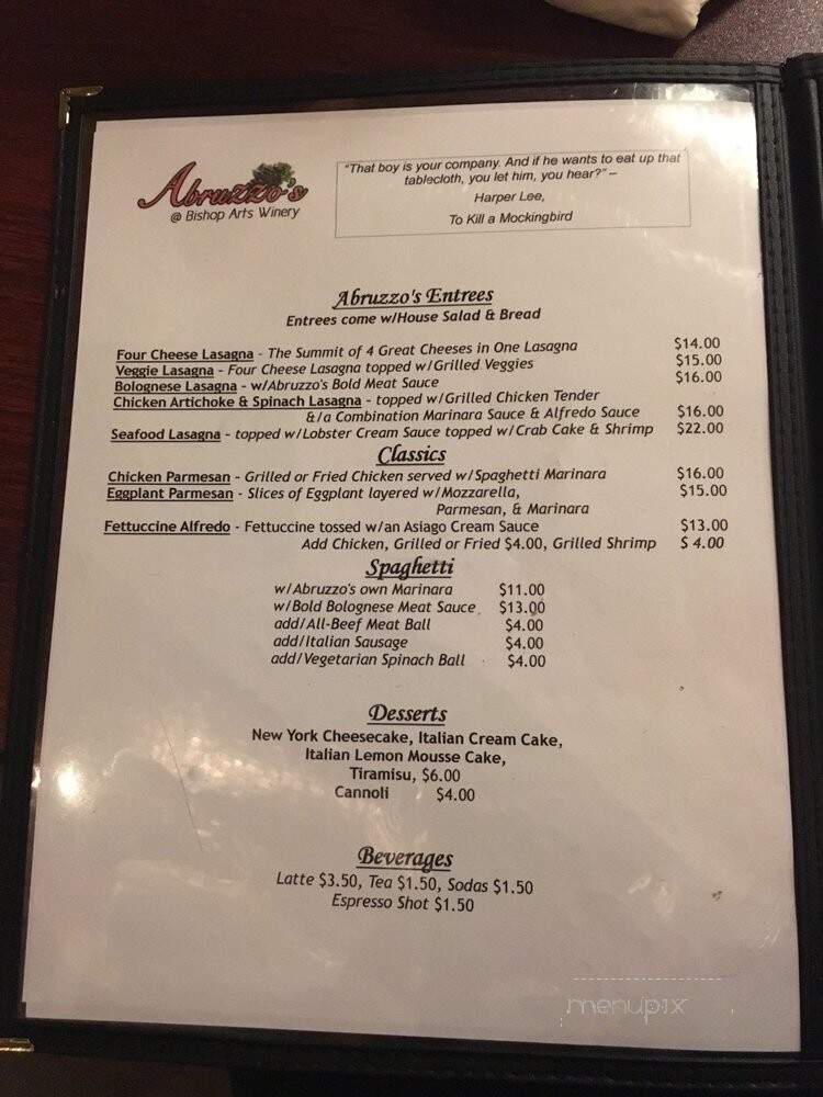 Abruzzo's - Dallas, TX menu_pic