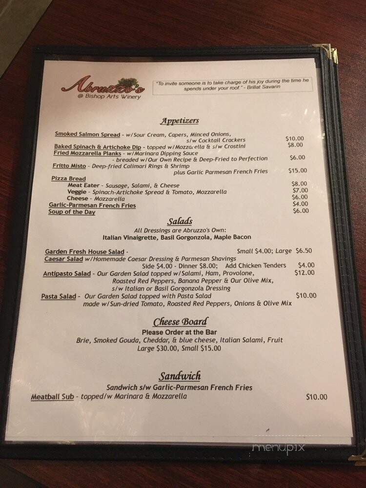 Abruzzo's - Dallas, TX menu_pic