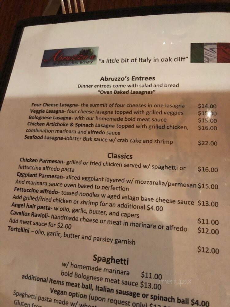 Abruzzo's - Dallas, TX menu_pic