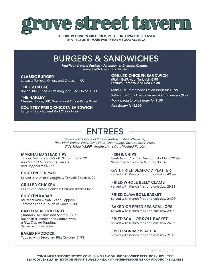 Grove Street Tavern - Taunton, MA menu_pic