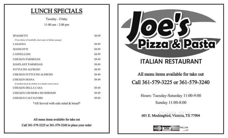 Joe's Pizza & Pasta - Victoria, TX