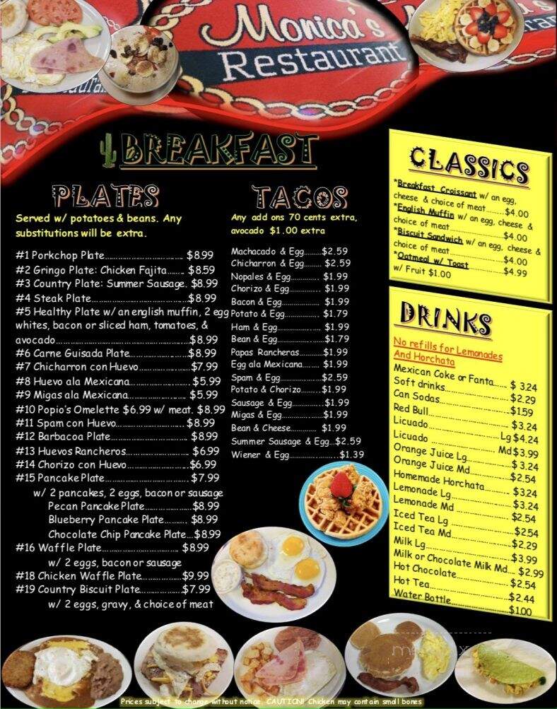 Monica's Restaurant - Corpus Christi, TX menu_pic