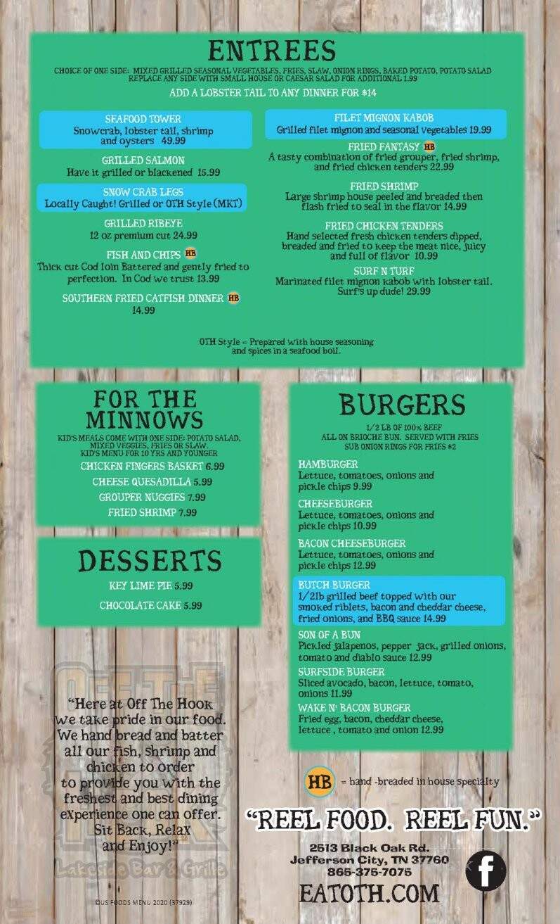 Off The Hook - Jefferson City, TN menu_pic