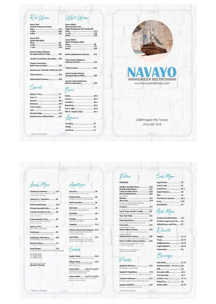 Navayo Greek Bistro - Toronto, ON menu_pic