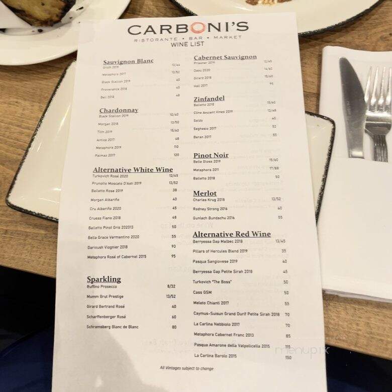 Carboni's Ristorante - Winters, CA menu_pic