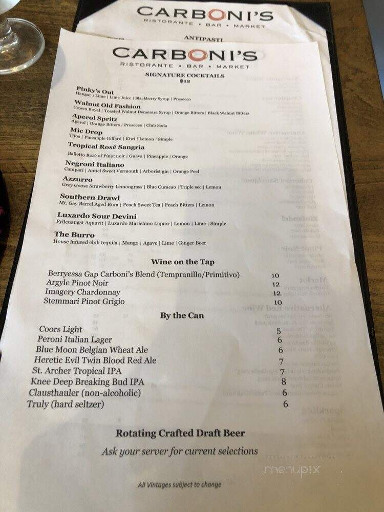 Carboni's Ristorante - Winters, CA menu_pic