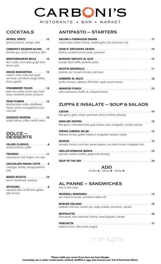 Carboni's Ristorante - Winters, CA menu_pic
