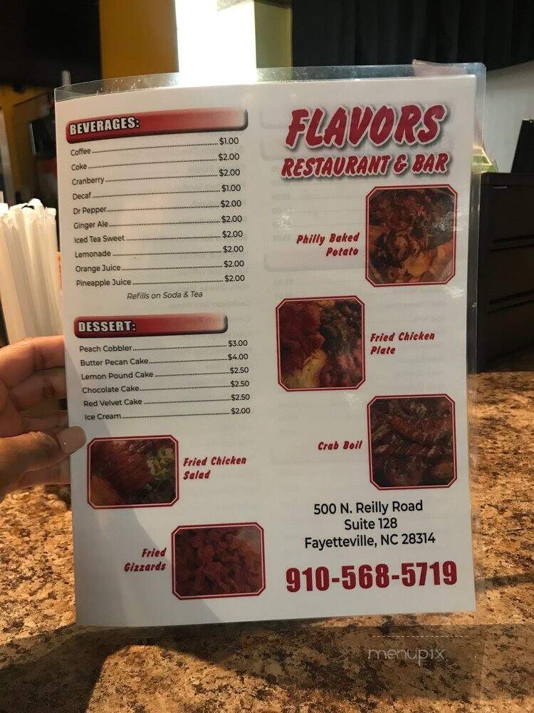 Flavors Restaurant and Bar - Fayetteville, NC menu_pic