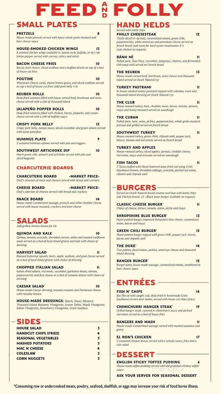 Feed & Folly - Fayetteville, AR menu_pic