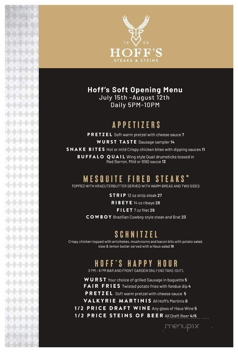 Hoff's Steaks and Steins - Frisco, TX menu_pic