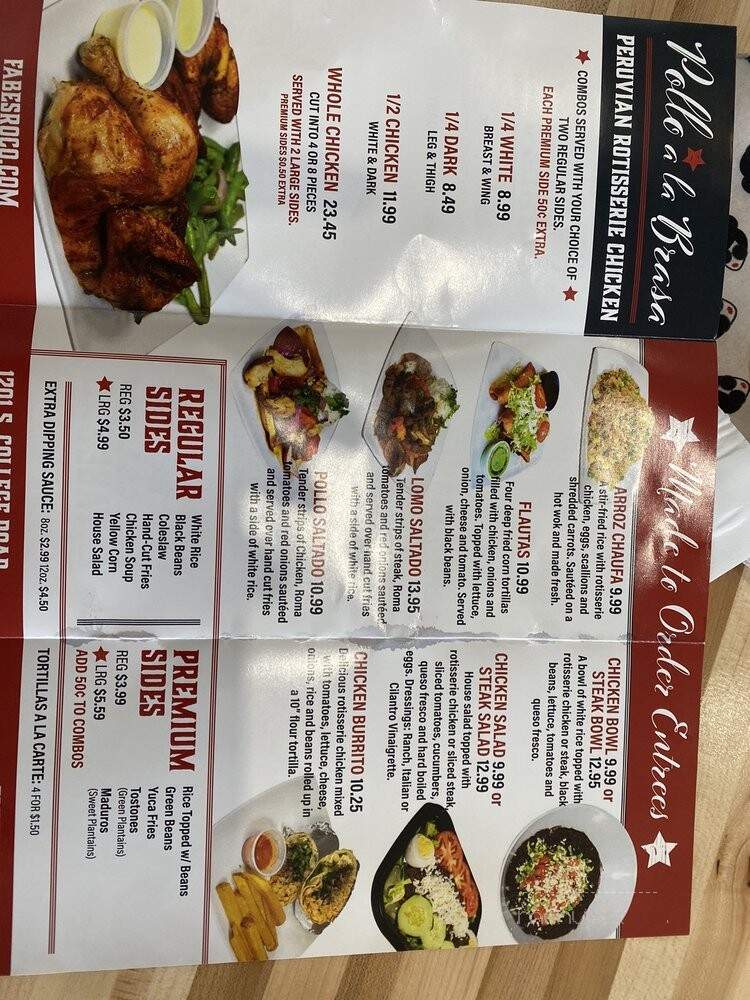Fabe's Charcoal Roasting Company - Wilmington, NC menu_pic