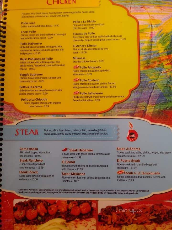 El Arriero Mexican Grill - Miami, OK menu_pic
