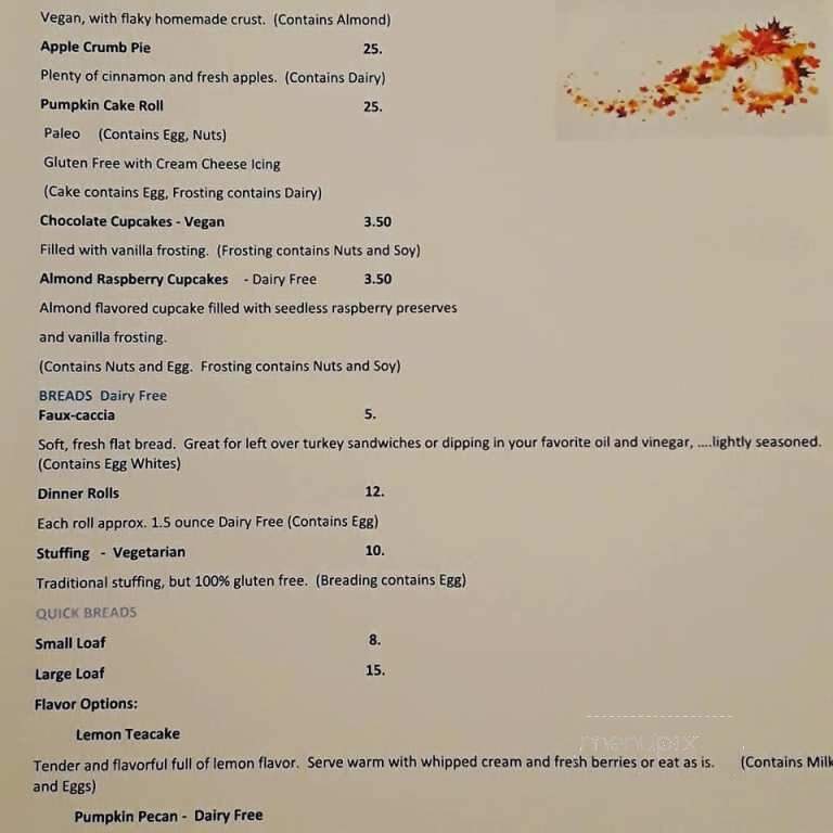 Gluten Free By the Sea - Wilmington, NC menu_pic