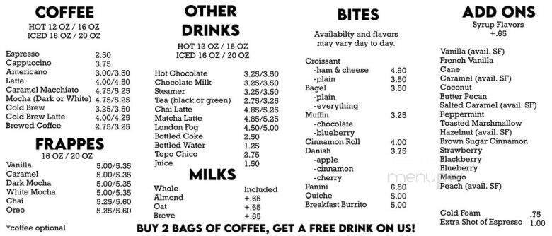 Trek Coffee Co. - Washington, OK menu_pic