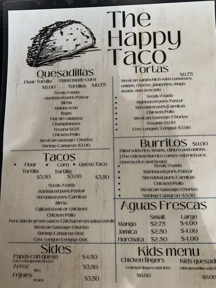 The Happy Taco - Acworth, GA menu_pic