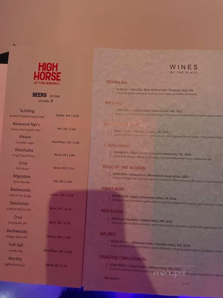 High Horse - Portland, OR menu_pic