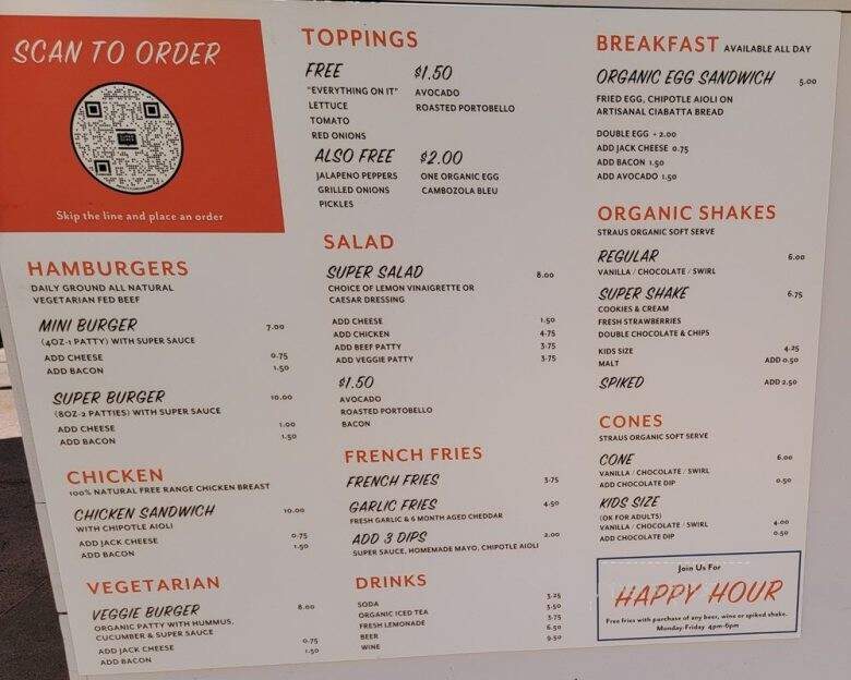 Super Duper Burgers - Napa, CA menu_pic