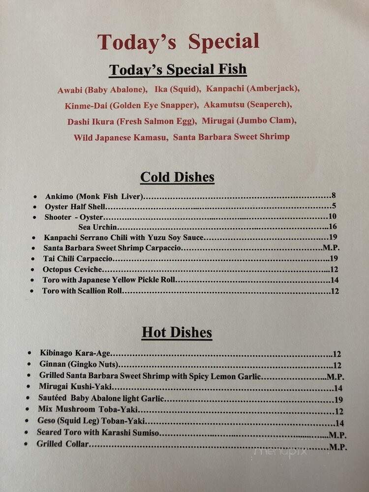 Kurisaki - Redondo Beach, CA menu_pic