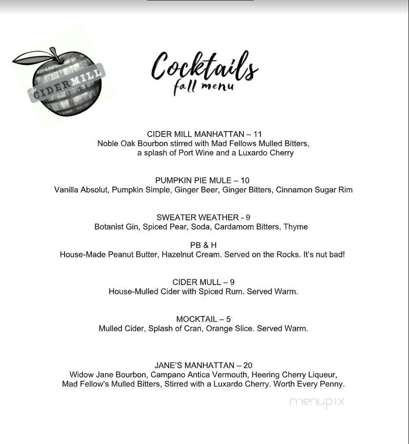 The Cider Mill - Syracuse, NY menu_pic